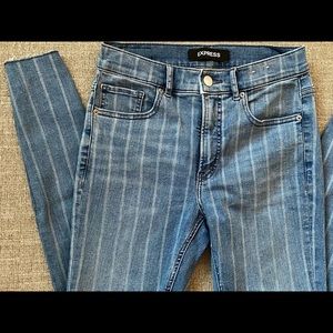 Pin striped express high rise skinny jeans